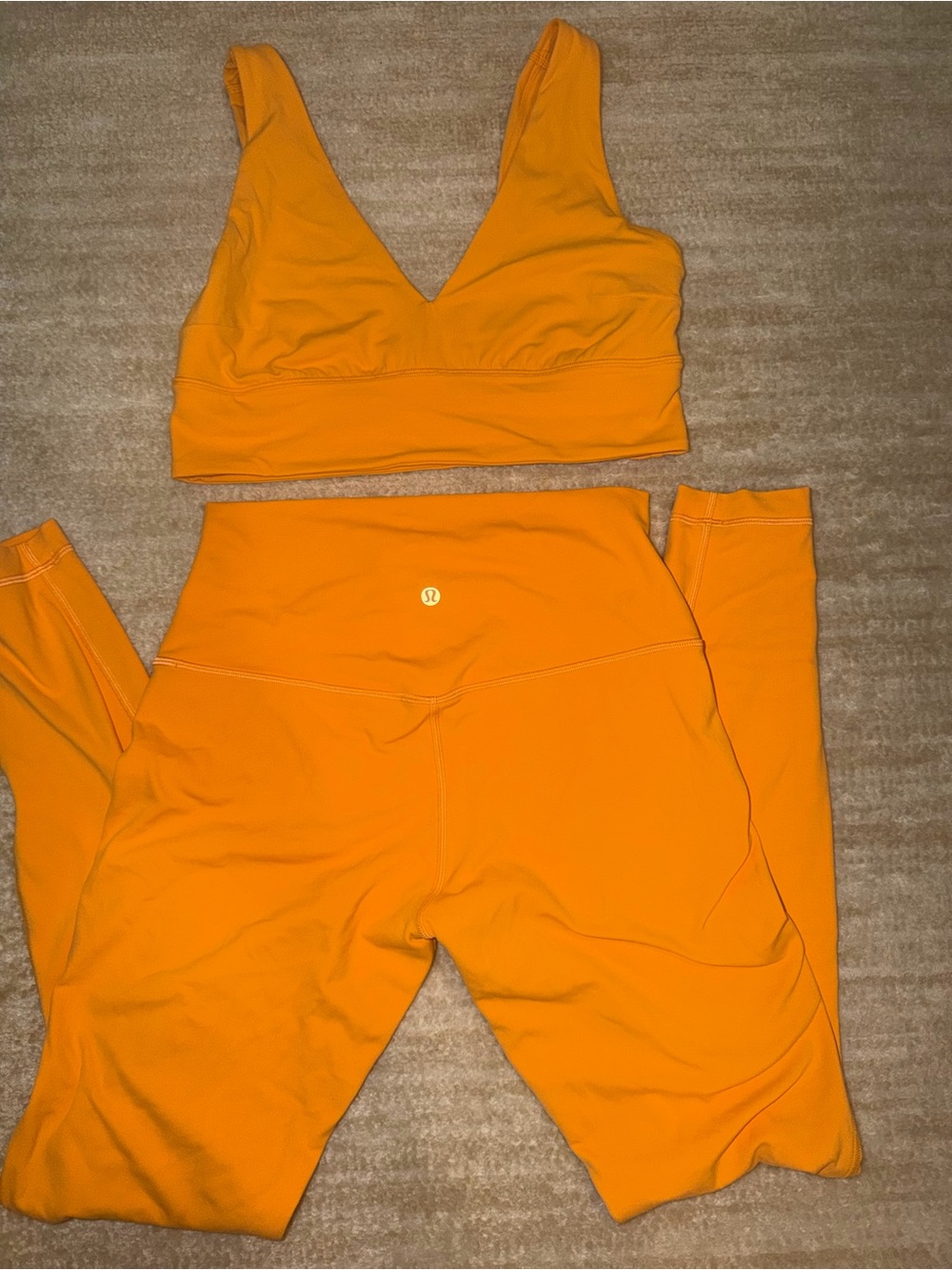lululemon athletica Orange V-Neck Sports Bra & High-Waist Leggings